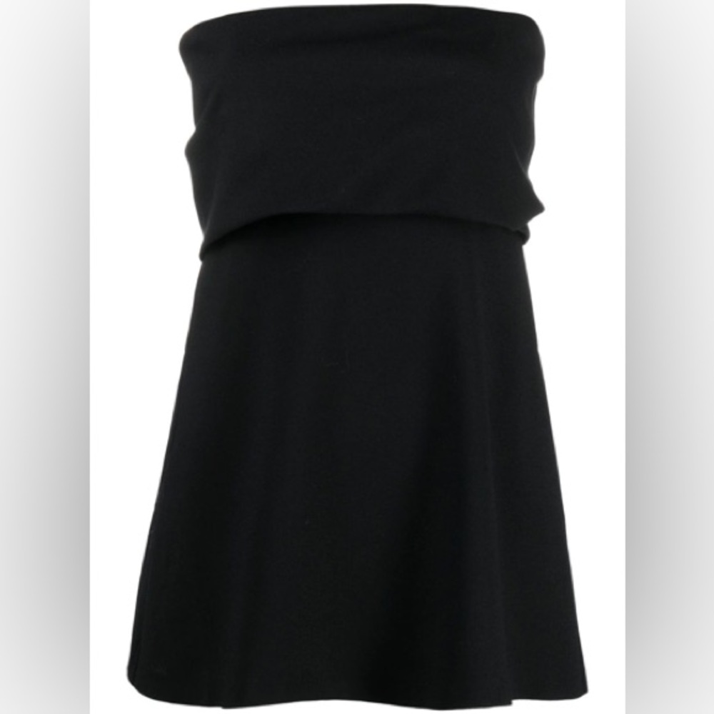 NWT TOTEME Wool Crepe Band Tube Strapless Flare Top in black 34